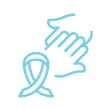 Icon of a ribbon and two hands holding